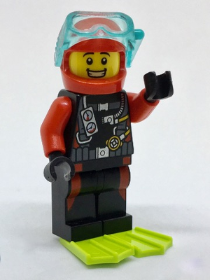 LEGO Minifigure-Beachgoer - Scuba Diver-Town / City-cty764-Creative Brick Builders
